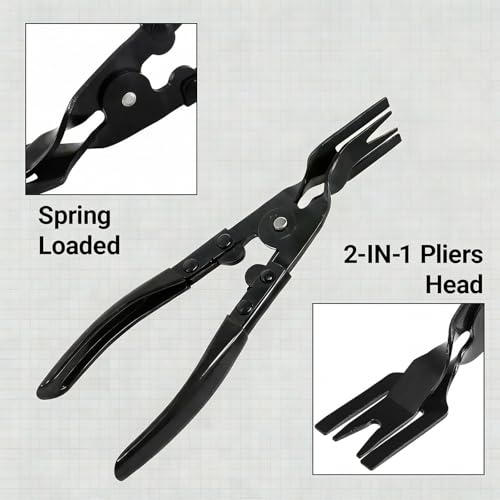 Automotive Panel Clip Pliers - Car Panel Upholstery Trim Clip Removal Tool Plier, Interior Clip Fastener Rivet Push Pin Panel Pliers, Repair Tool for Car Vehicle Dashboard Clip Remover Plier - color: Black