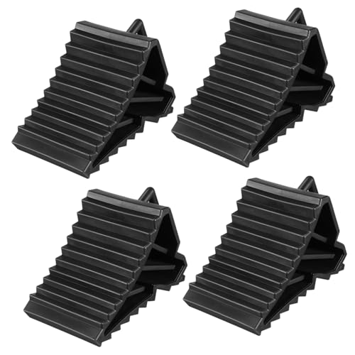 Heavy Duty Wheel Chock Set of 4 Anti-Slip Tire Stabilizers for Trucks and Trailers Sturdy Wheel Blocks for Vehicle Safety