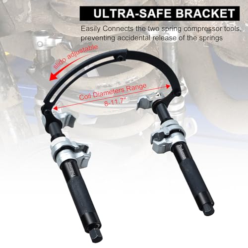 Heavy Duty Coil Spring Compressor Tool | 3 Pieces Macpherson Strut Spring Compressor Tool with Jaws and Holder; Max Load 2645 Pounds