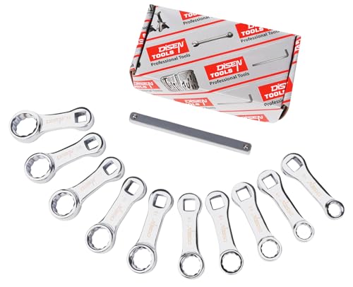 DISEN 10-Piece Metric Torque Wrench Adapter Set (10-19mm) - Chrome Vanadium Steel, 3/8-inch Square Drive Torque Adapter, Extension Rod Repair Tool, Color Box Packaging - style: Metric