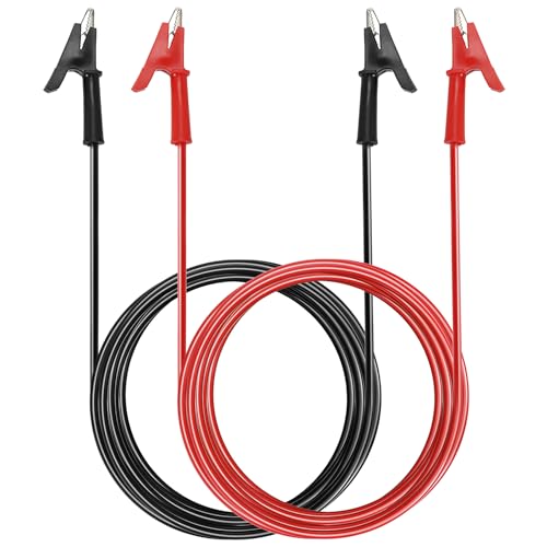 Sumnacon Dual Ended Crocodile Alligator Clips, 15A Test Lead Wire Cable with Insulators Clips, 2Pcs 6.6 Ft/2M Test Flexible Cable with Protective Jack Copper Clamps for Electrical Testing - size: 2 m