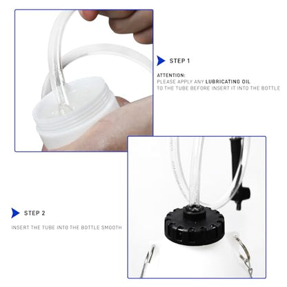 1L Brake Bleeder Bottle with 24 inch Tube and Rubber Connector | Brake Bleeder Kit One Person, For Collect Waste Brake Fluid - size: 1 L Reservoir Bottle