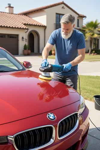 NEW! 8 Amp 6 in. Forced-Rotation Dual-Action Polisher Kit with Compounding & Polishing Foam Pads, 3200–9600 OPM, Soft-Start, MVC Anti-Vibration, 25 ft Cord – Compatible with HERCULES Polishing Systems