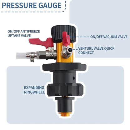 Coolant System Refiller Kit with 5 Adapters Radiator Pressure Tester Kit Eliminate Trapped Air Coolant Vacuum Refill Kit