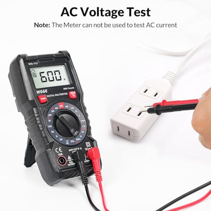 WGGE Digital Multimeter with Case, DC AC Voltmeter, Ohm Volt Amp Test Meter and Continuity Test Diode Voltage Tester for Household Outlet, Automotive Battery Test (Anti-Burn with Double Fuses)