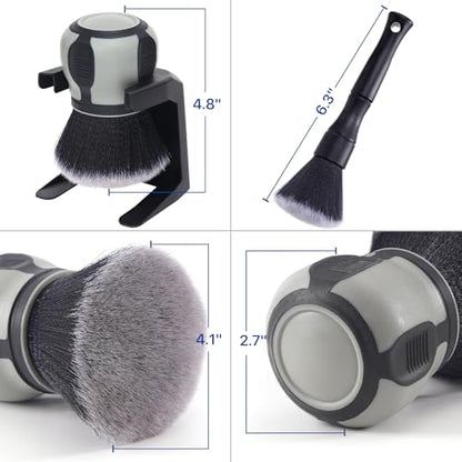 Curveball Detail Brush, Car Ultra Soft Bristles Detailing Brushes, 4PCS Professional Auto Cleaning Brush, Covers Large Area Inside or Outside Vehicles, Exterior Interior Brush- Gray - color: Gray