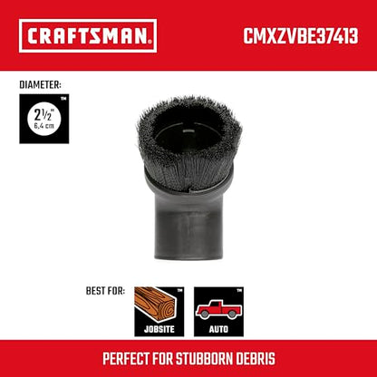 CRAFTSMAN CMXZVBE37413 2-1/2 in. Dusting Brush Wet Dry Vac Shop Attachment | Industrial-Grade Shop Vacuum Accessory for Cleaning Stubborn Debris, Fits 2-1/2 in. Hose Diameter - style: Dusting Brush