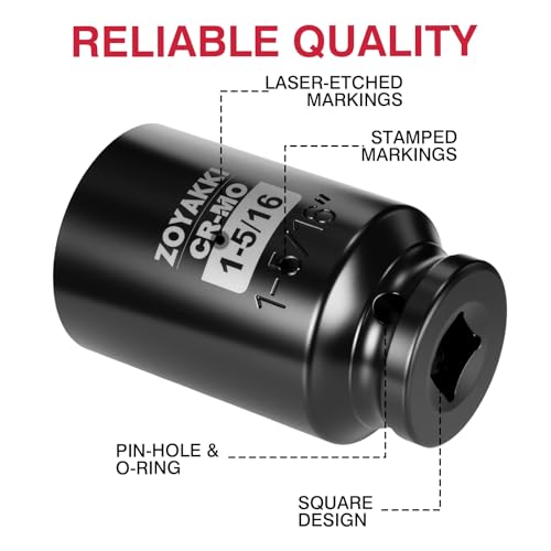 1-5/16" Socket 1/2" Drive Deep 6 Pt CR-MO SAE Impact Socket for Axle Shaft Nut Removal - size: 1-5/16"in., style: 1/2" Drive Deep