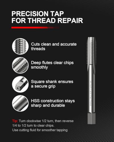 Kolvoii M8 X 1.25 Metric Thread Repair Kit with HSS Drill Bit, Tap, Counterbore and Installation Tool, 10 Solid 304 Stainless Steel Thread Inserts, 11.7mm Length, for Automotive and DIY Repairs - size: M8x1.25x11.7mm