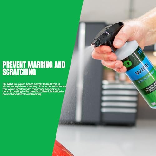 3D Wipe Ceramic Coating Surface Prep - Removes Excess Oils & Lubricants from Paint & Glass Prior to Ceramic Coating Application 16oz. - size: 0.53 Fl Oz (Pack of 1)