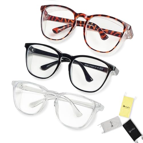 Feaglo Safety Glasses, Anti Fog Safety Goggles for Women Men, Blue Light Blocking Stylish Eye Protection Glasses Side Shield - color: Black+tea+transparent