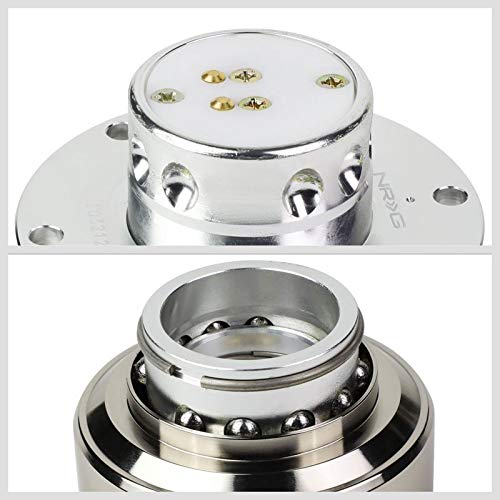 NRG (SRK-200) Silver Shinny Body Aluminum GEN 2.0 Racing Performance Steering Wheel Quick Release Adapter Fit 2-Way 6-Hole Pattern Design - color: Silver