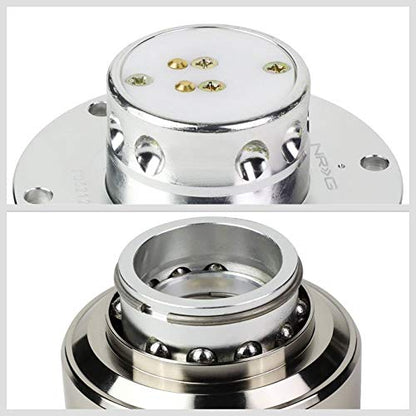 NRG (SRK-200) Silver Shinny Body Aluminum GEN 2.0 Racing Performance Steering Wheel Quick Release Adapter Fit 2-Way 6-Hole Pattern Design - color: Silver