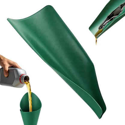 JUSTTOP Reused Flexible Foldable Oil Drain Funnel,Form a Funnel Flexible Draining Tool for Most Cars, Trucks, Motorcycles,Soft Leather Material - size: Leather