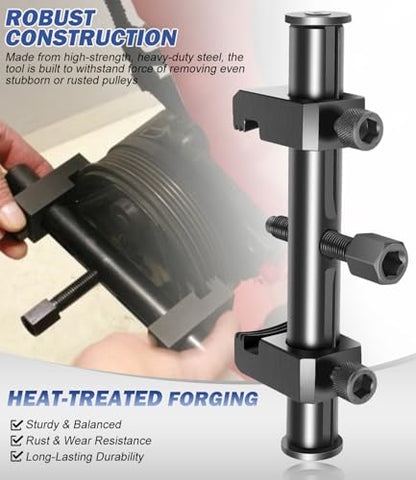 Bonbo Universal Ribbed Drive Pulley Crankshaft Remover Tool for A/C Unit Water Pumps Automotive, Adjustable Timing Puller