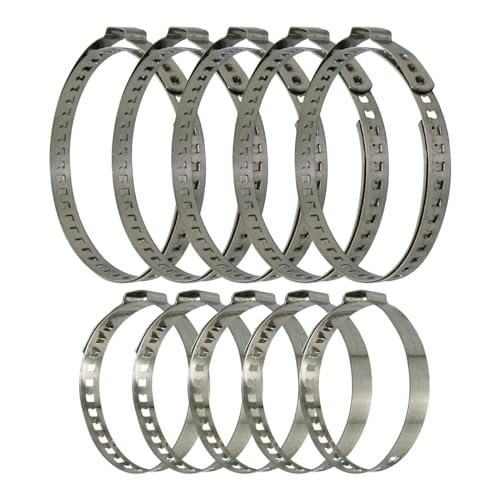 LAINLOY 10PCS CV Joint Boot Clamp Kit, Stainless Steel Adjustable Drive Shaft Axle Boot Clamps, Universal Automotive Accessories Fit for Steering Gear Gaiters, Silver