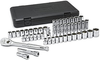 GEARWRENCH 49 Pc. 1/2" Drive 6 Pt. Socket Set, Standard/Deep, SAE/Metric - 80700D - style: 49 piece - 6 point