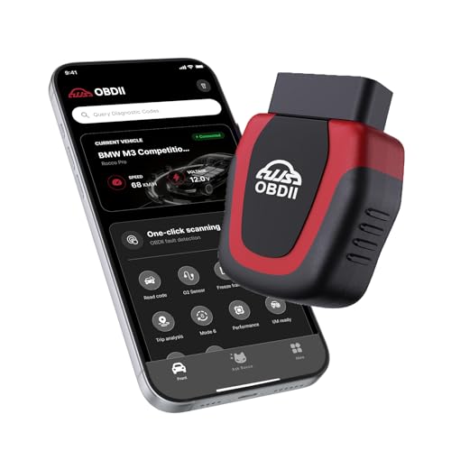Rocco Pro OBD2 Scanner Bluetooth for iPhone & Android, No Subscription, Full System Car Diagnose with AI Repair Guide, ABS/SRS/Transmission Code Reader, Used Car Inspector, Vehicles 1996+