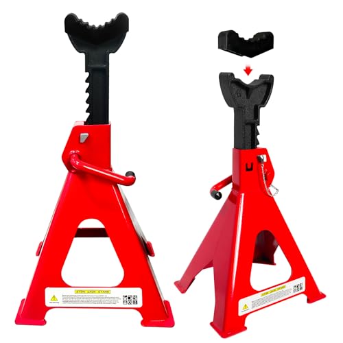 YATOINTO Jack Stands 6 Ton (13,200 LBs), 15.6"-23.4" Adjustable with Double Pin Locking,Heavy Duty Car Jack Stands for Trucks with Rubber Pads,Car Lifts for Home Garage,Lifting SUV,1 Pair Red - color: Red, size: 6 Ton Double Pin Locking with Rubber Pads
