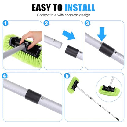 2 Pack 58 Inch Extendable Car Wash Brushes, Soft Bristled Scratch Free Cleaning System with Long Handle, Universal Cleaning Tool Set for Vehicles Home Windows Tires Snow Removal(Green+Blue) - color: green+blue