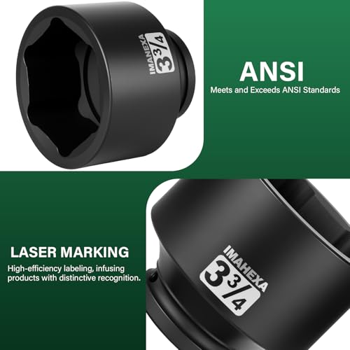 1" Drive Shallow Impact Socket,3-3/4 Inch SAE Jumbo Socket,CR-MO 6 Point for Easy Removal of Large Axle Nut（SAE) - size: 1 Inch Shallow 3-3/4", style: 1"Drive Shallow Impact Socket