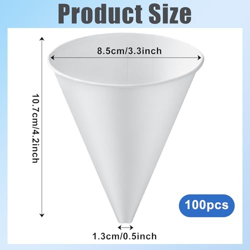 100 Pcs Disposable Paper Engine Oil Funnels, 6oz for Automotive Motor Use, No Spill Funnel for Windshield Washer Fluid, Water, Gas