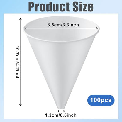 100 Pcs Disposable Paper Engine Oil Funnels, 6oz for Automotive Motor Use, No Spill Funnel for Windshield Washer Fluid, Water, Gas
