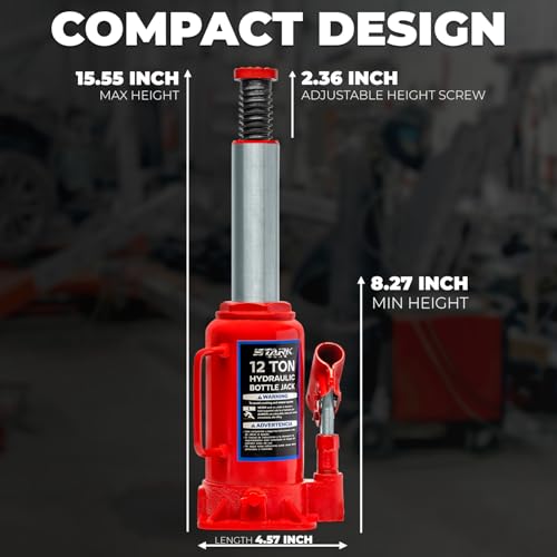 XtremepowerUS 12 Ton (24,000 Lbs) Capacity Hydraulic Lifting Bottle Jack for Auto Repair Two-Piece Handle - size: 12 Ton