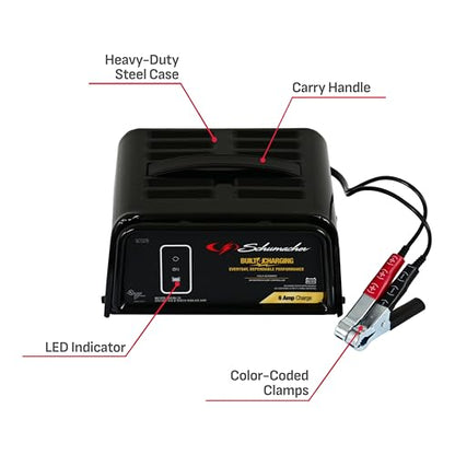 Schumacher Electric Battery Charger and Maintainer, SC1320, 3-in-1, Fully Automatic, 6 Amps, 6 Volt, 12 Volt, for Car, SUV, Truck, and Marine Batteries (Pack of 2) - size: No Size (Pack of 2)