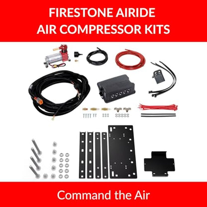 Firestone Airide Ride-Rite Rear Air Spring Kit with Air Command Dual Path Wireless App & Remote Standard Compressor fits 1999-2026 F350 & 1999-2025 F450 Cab Chassis with 0" Lift | Decal - size: Dual Path