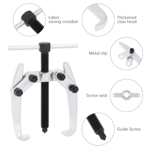 ChgImposs 2.5 Inch 2-Jaw Gear Puller, High Carbon Steel Heavy-Duty Bearing & Pulley Remover, Adjustable 10-65mm Jaw Spread, 1.5T Capacity - size: 10-65mm