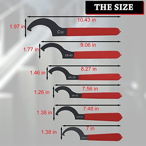Poweka Coilover Spanner Wrench Set 6PCS Universal Shock Adjustment Tool | Steel Hook Wrench Set for Coil Over Suspension Adjustment and Motorcycle Shock Settings, Universal Spanner Tools
