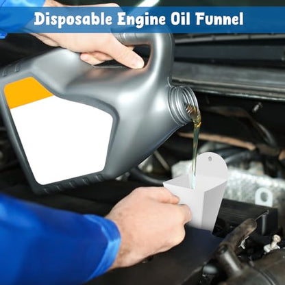 50 Pack Disposable Oil Funnel 8 oz Paper Oil Funnel for Motor Engine for Automotive Oils and Other Liquids - size: 8 oz