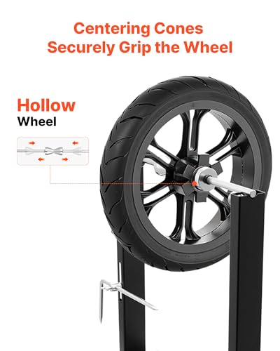 VEVOR Motorcycle Wheel Balancer, Tire Balancer & Truing Stand with Adjustable Centering Cones and Truing Pointer, Balancing Tools for Sport & Dirt Bikes, Hollow Axle Wheels - style: Hollow Axle
