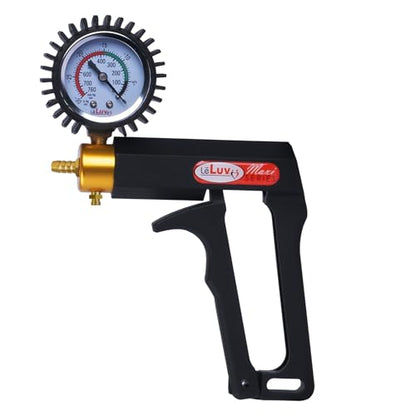 LeLuv Maxi Vacuum Pump - Manual Hand Vacuum (0-30 Hg, 0-760 mmHg) with Ergonomic Nylon Handle, Release Valve, & Rubber Protected Pressure Gauge (1/8" NPT), Compatible with LeLuv Pump Series - Black - color: Black