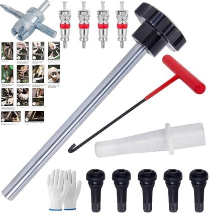 Quick Change Tire Valve Tool Kit,Tire Valve Stem Core Quickly Replacement Tool Kit,Perfect Tool for Replacing Leaky Valves in Cars,ATVs,Trucks,Motorcycles, etc.with 5 TR413 Valve,4-Way Valve Tool - size: Set A
