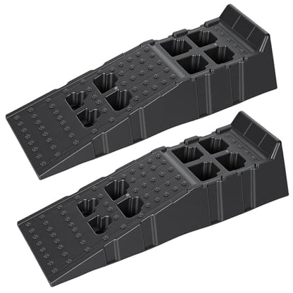 Car Ramps for Oil Changes, 2 Pcs 13000lbs Heavy Duty Plastic Oil Change Ramps, 12" Wide Low Profile Design with 8.6" Lift Height, Jack Support for Vehicle Service & Garage Repair Black