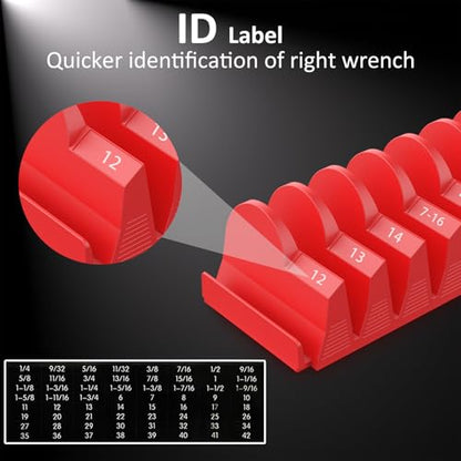 DEHOYI 48 pcs Magnetic Modular Wrench Organizers for Tool Drawers - Wrench Rack with Metric&SAE Labels, Perfect Tool Storage Holder with Magnet. Gift for mechanics (Red) - style: Magnetic (48 pcs Red)