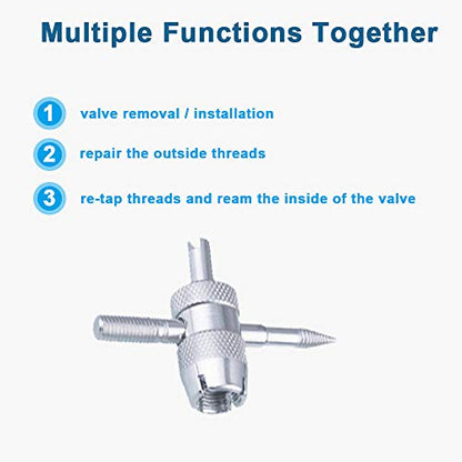 Riseuvo Stem Puller and Installer - 10pcs TR412, 6pcs TR413, 6pcs TR414 Short Rubber Tire Valve Stems, 4 Way and Single Head Valve Core Remover Tool