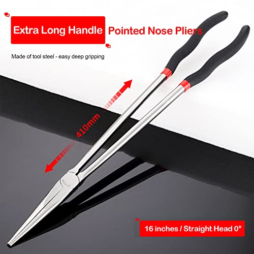 16in Needle Nose Pliers Extended Handle Pliers, Extra Long Handle Nose Pliers, Needle Nose Pliers with Nonslip Handle Repairing Hand Tool