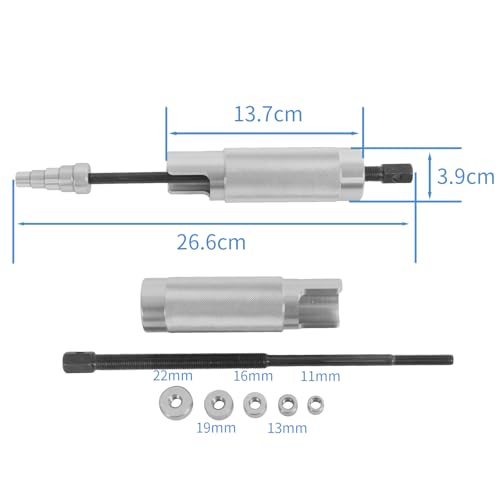 MOTO4U Piston Pin Puller, Plungers Remover Tool Heavy Duty Wrist Pin Puller-Short Skirt Piston Tool with 5 Adapters Piston Bolts (11mm, 13mm, 16mm, 19mm, 22mm) for Small Engine Repairs in Sliver - color: Sliver