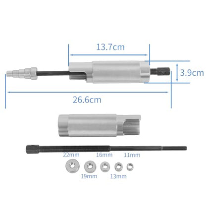 MOTO4U Piston Pin Puller, Plungers Remover Tool Heavy Duty Wrist Pin Puller-Short Skirt Piston Tool with 5 Adapters Piston Bolts (11mm, 13mm, 16mm, 19mm, 22mm) for Small Engine Repairs in Sliver - color: Sliver