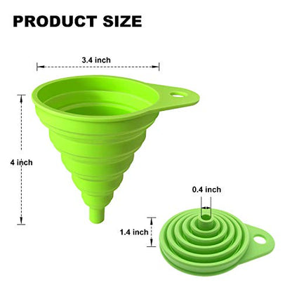 Funnels for Kitchen Use, Food Grade Silicone Collapsible Kitchen Funnel (Green) - color: 4-Green