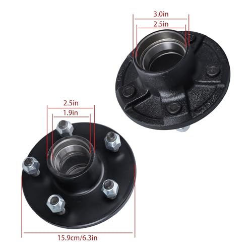 2 Sets 5-Lug 4.75 Trailer Wheel Hub with Bearings Kit for 3500Lb #84 Spindle