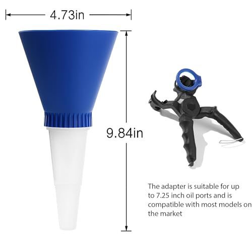 Universal Engine Oil Funnel, Oil Fill Funnel No-Spill Tool Screws Directly INTO Filler Fast Easy Oil Change Compatible with Most Models