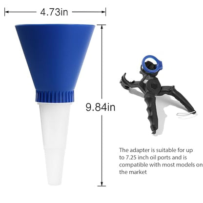 Universal Engine Oil Funnel, Oil Fill Funnel No-Spill Tool Screws Directly INTO Filler Fast Easy Oil Change Compatible with Most Models