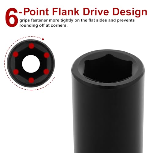 CASOMAN 1/2-Inch Drive x 19mm Deep Impact Socket, 6-Point, Metric, CR-MO - size: 19 mm (Deep), style: 6-Point Socket