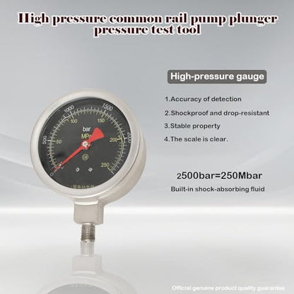 Common Rail Diesel High Pressure 2500 Bar Tester Kit with Pressure Limiting Valve Common Rail Pump Plunger Pressure Test Tool Set