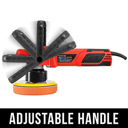 TCP Global EP-502-6" Variable Speed Random Orbit Dual-Action Polisher with Waffle Foam & Wool Pads - Professional Auto Paint Buffing & Polishing Kit