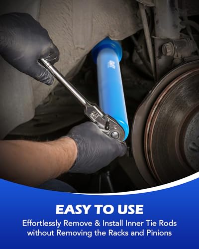 OMT Inner Tie Rod Removal Tool Kit for Tie Rod Removal and Installation | Master Inner Tie Rod Tool Set with 12 Crowfoot Adapters 1/2 Inch Drive Tube, Blue - color: Blue